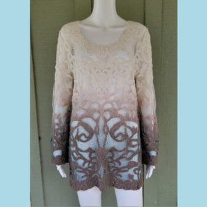 KATHERINE BARCLAY Ombre Lace Tunic Top Medium